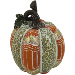 Κολοκύθα διακοσμητική πολυεστερική πορτοκαλί-χρυσό 15x18.5εκ Karvounis 21891C2