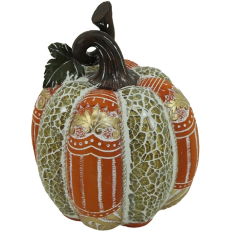 Κολοκύθα διακοσμητική πολυεστερική πορτοκαλί-χρυσό 15x18.5εκ Karvounis 21891C2