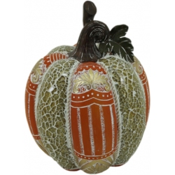 Κολοκύθα διακοσμητική πολυεστερική πορτοκαλί-χρυσό 16x21εκ Karvounis 21892C2