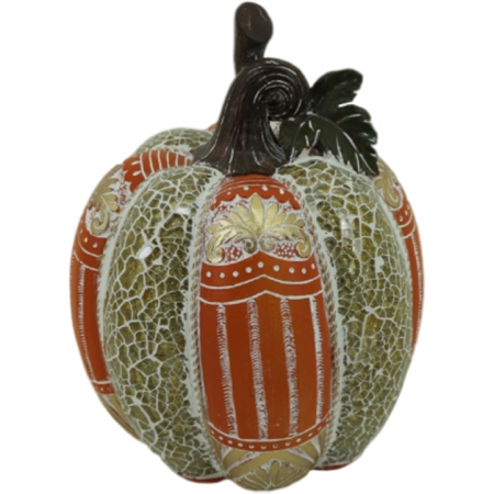 Κολοκύθα διακοσμητική πολυεστερική πορτοκαλί-χρυσό 16x21εκ Karvounis 21892C2