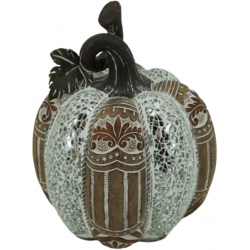 Κολοκύθα διακοσμητική πολυεστερική καφέ-ασημί 15x18.5εκ Karvounis 21891C1