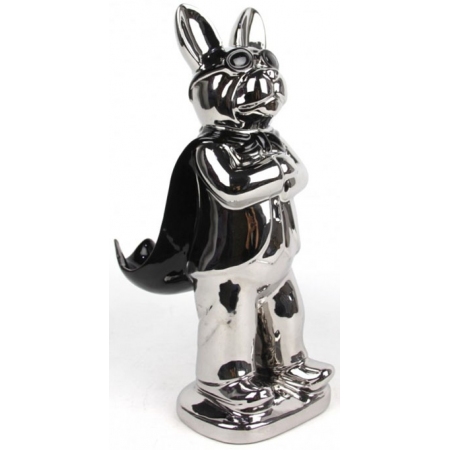 Διακοσμητικό κεραμικό Σκύλος ασημί-μαύρο 13.5x16.5x30εκ Karvounis BS22108