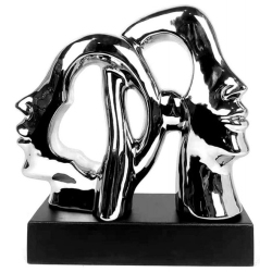 Διακοσμητικό κεραμικό Πρόσωπα ασημί-μαύρο 30x11x32εκ Karvounis S22084