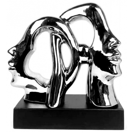 Διακοσμητικό κεραμικό Πρόσωπα ασημί-μαύρο 30x11x32εκ Karvounis S22084