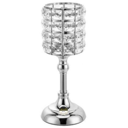 Κηροπήγιο μεταλλικό ασημί 11x27εκ Karvounis SI488S