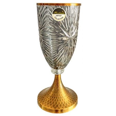 Βάζο γυάλινο γκρι-χρυσό 13x31εκ Karvounis HC6009