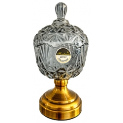 Φοντανιέρα γυάλινη γκρι-χρυσ 14x28εκ Karvounis HC201