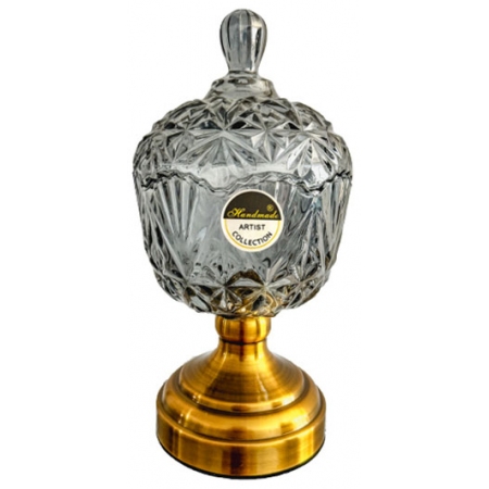 Φοντανιέρα γυάλινη γκρι-χρυσ 14x28εκ Karvounis HC201