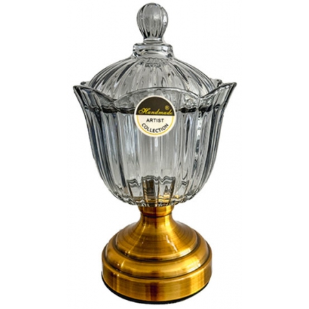 Φοντανιέρα γυάλινη γκρι-χρυσό 15.5x27εκ Karvounis HC203