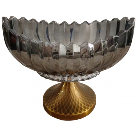 Κουπ γυάλινο γκρι-χρυσό 29x15x22.5εκ Karvounis HC6019