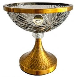 Κουπ γυάλινο γκρι-χρυσό 20x20εκ Karvounis HC6018