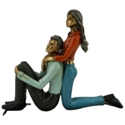 Φιγούρα διακοσμητική πολυεστερική Ζευγάρι χρυσό-μαύρο 26x7x22εκ Karvounis 19856G