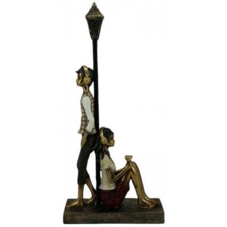 Φιγούρα διακοσμητική πολυεστερική Ζευγάρι χρυσό-λευκό 17x6x37εκ Karvounis 24850RP