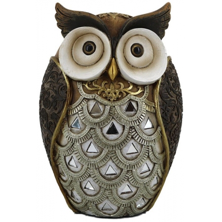 Φιγούρα διακοσμητική πολυρεσίνης Κουκουβάγια καφέ-χρυσό 11.5x10x16.5εκ Karvounis 19926M