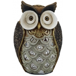 Φιγούρα διακοσμητική πολυρεσίνης Κουκουβάγια καφέ-χρυσό 10x8.5x14εκ Karvounis 19925M