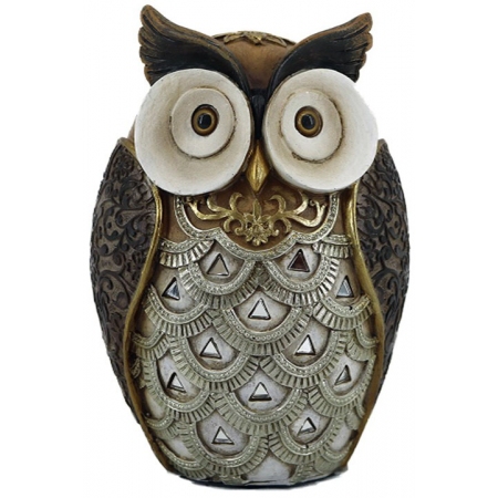 Φιγούρα διακοσμητική πολυρεσίνης Κουκουβάγια καφέ-χρυσό 10x8.5x14εκ Karvounis 19925M