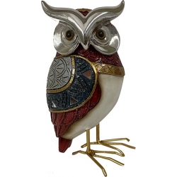 Φιγούρα διακοσμητική πολυρεσίνης Κουκουβάγια μπορντώ-εκρού 9x7x15.5εκ Karvounis 17022C5