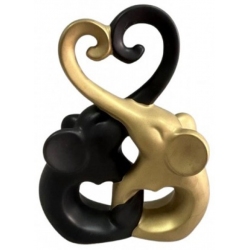 Φιγούρα κεραμική Ελεφαντάκια χρυσό-μαύρο 20x6x25εκ Karvounis K9782B-G