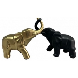 Φιγούρες σετ 2 τεμαχίων κεραμικές Ελεφαντάκια χρυσό-μαύρο Karvounis K9420C-G