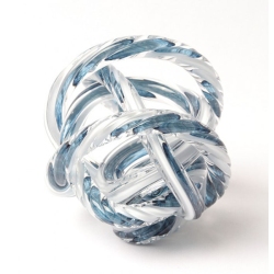 Διακοσμητικό επιτραπέζιο γυάλινο Κόμποι γαλάζιο 12x12εκ Karvounis CQB33126L