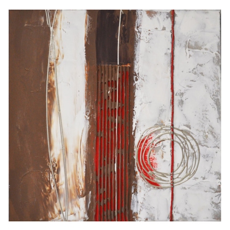Πίνακας σε καμβά λευκό-καφέ 50x50εκ Sinialo 4551023