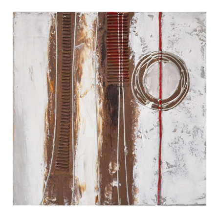 Πίνακας σε καμβά λευκό-καφέ 50x50εκ Sinialo 4551023