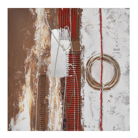 Πίνακας σε καμβά λευκό-καφέ 50x50εκ Sinialo 4551023