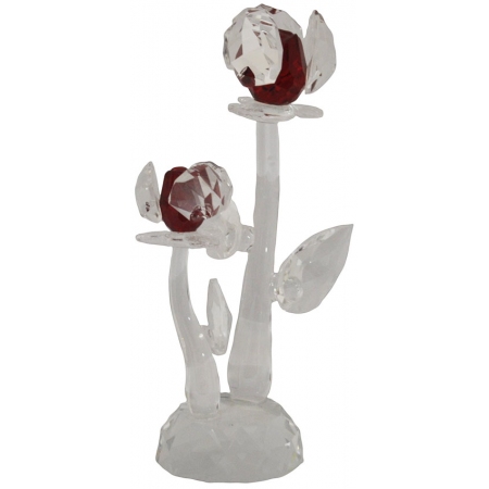 Διακοσμητικό κρυστάλλινο Λουλούδια διάφανο-κόκκινο 7.5x6.5x14.5εκ Sinialo 1-423-R