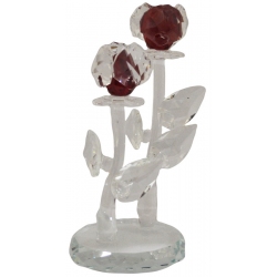 Διακοσμητικό κρυστάλλινο Λουλούδια διάφανο-κόκκινο 8.5x7.5x16εκ Sinialo 1-424-R