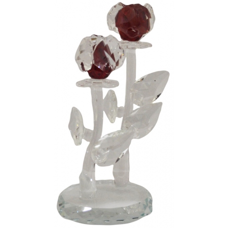 Διακοσμητικό κρυστάλλινο Λουλούδια διάφανο-κόκκινο 8.5x7.5x16εκ Sinialo 1-424-R