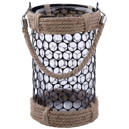 Φανάρι γυάλινο Πλέγμα μαύρο 32εκ Espiel SHU202