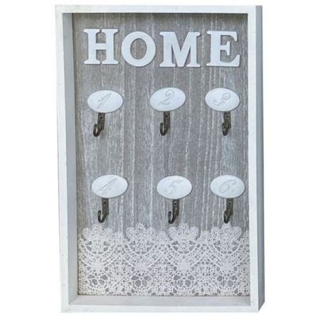 Κλειδοθήκη ξύλινη Home γκρι-ροζ 20x3x30εκ TnS 05-950-2962