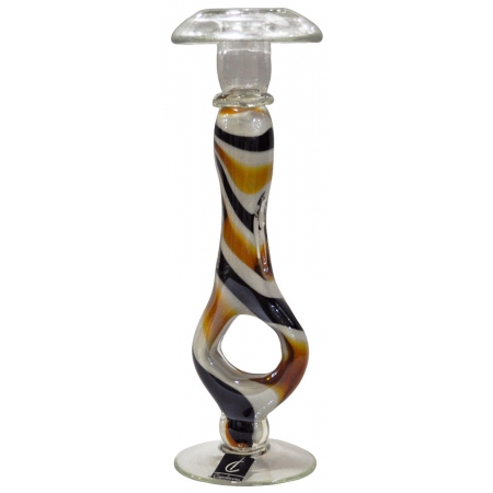 Κηροπήγιο γυάλινο μελί-μαύρο 9x9x28εκ Capolavoro 14.0093.028