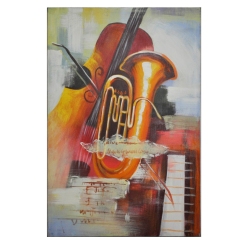 Πίνακας σε καμβά   Μουσικά όργανα   καφέ/μπεζ/μαύρο 60x90εκ 130/304