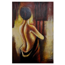 Πίνακας σε καμβά   Γυναίκα   καφέ/μπεζ/μπορντό 60x90εκ 1013