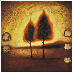 Πίνακας σε καμβά Δέντρα καφέ-κίτρινο 60x60εκ Pol 130/106