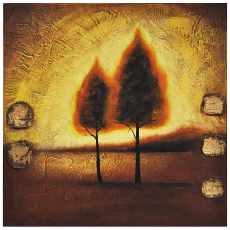 Πίνακας σε καμβά Δέντρα καφέ-κίτρινο 60x60εκ Pol 130/106