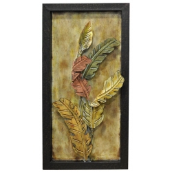 Διακοσμητικό τοίχου μεταλλικό Φύλλα καφέ-μπεζ 35x6.5x70εκ  Pol 132/64A