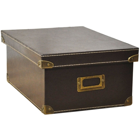 Κουτί αποθήκευσης δερματίνη καφέ 23.5x32.5x13.8εκ Pol 5112080