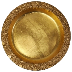 Πιατέλα διακοσμητική κεραμική Λουλούδια χρυσή 30.5x5εκ Pol 5112103