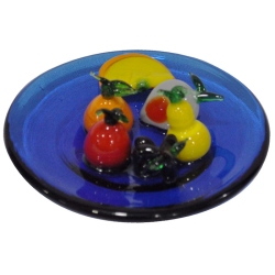 Πιατάκι με φρούτα διακοσμητικό γυάλινο μπλε 10x4εκ Pol 5112122