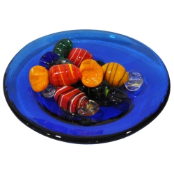 Πιατάκι με καραμέλες διακοσμητικό γυάλινο μπλε 10x4εκ Pol 5112124