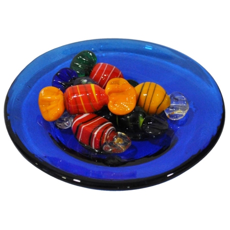 Πιατάκι με καραμέλες διακοσμητικό γυάλινο μπλε 10x4εκ Pol 5112124