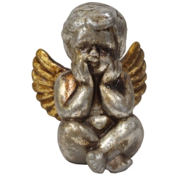 Αγγελάκι διακοσμητικό κεραμικό αντικέ ασημί-χρυσό 9.5x10x12εκ Pol 5112128