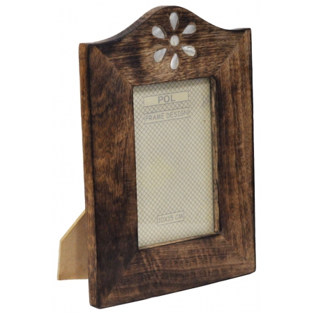 Κορνίζα ξύλινη με φίλντισι καφέ 10x15εκ Pol 81/139