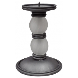 Κηροπήγιο μεταλλικό-γυάλινο γκρι 13x18εκ Pol 23/84