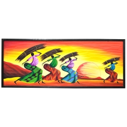 Πίνακας σε ξύλινο κάδρο Ethnic κίτρινο-πορτοκαλί 125x50εκ Pol 5112138