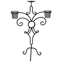 Κηροπήγιο μεταλλικό-γυάλινο μαύρο-ασημί 36x17x52εκ Pol 5112140