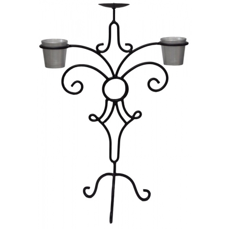 Κηροπήγιο μεταλλικό-γυάλινο μαύρο-ασημί 36x17x52εκ Pol 5112140