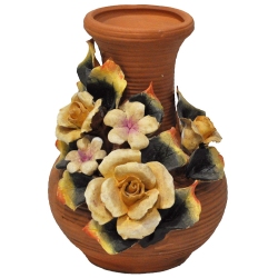 Βάζο διακοσμητικό κεραμικό Λουλούδι καφέ 11x13x15εκ Pol 5112142
